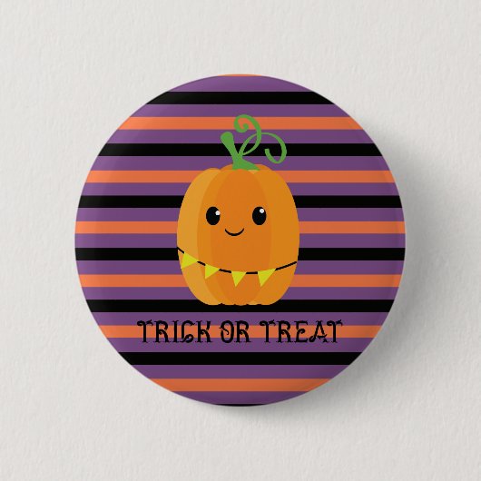 Halloween Kawaii Pompoen Gestreepte Ronde Button 5,7 Cm (Voorkant)