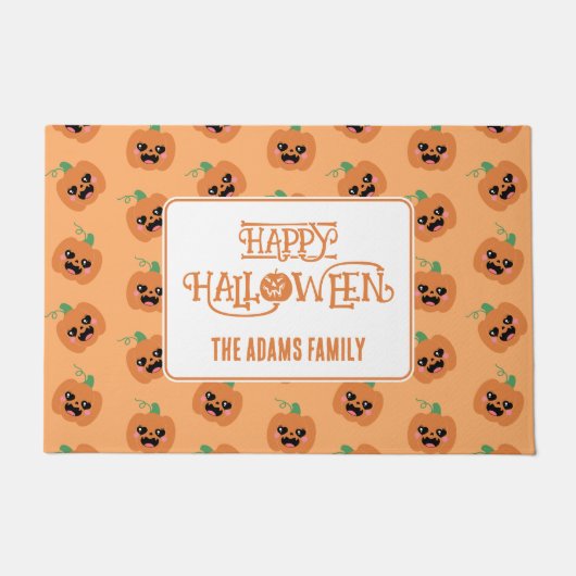 Halloween Kawaii Pumpkins Patroon Deurmat (Voorkant)