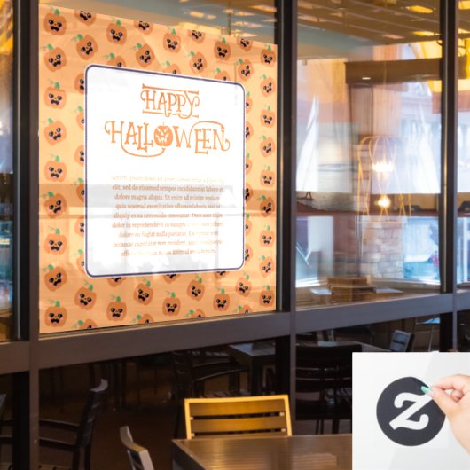 Halloween Kawaii Pumpkins Patroon Raamsticker (Restaurant Raam)