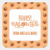 Halloween Kawaii Pumpkins Patroon Vierkante Sticker (Voorkant)