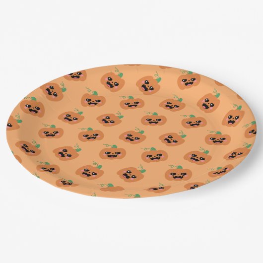 Halloween Kawaii Pumpkins Pattern Papieren Bordje (Gekanteld)