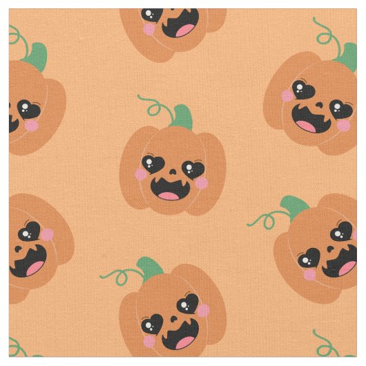 Halloween Kawaii Pumpkins Pattern Stof (Close Up)