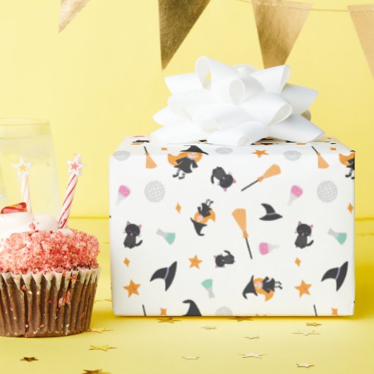 Halloween Kawaii Retro Heks Disco Bal Cadeaupapier (Verjaardagsfeest)
