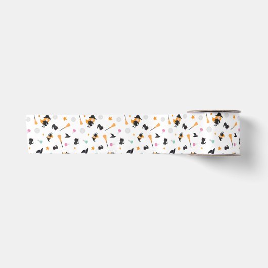 Halloween Kawaii Retro Heks Disco Bal Satijnen Lint (Voorkant)