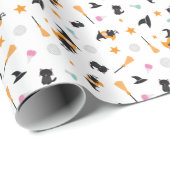 Halloween Kawaii Retro Witch Disco Ball Cadeaupapier (Rol Hoek)