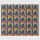 Halloween Keeshond met Pumpkins Scary Cadeaupapier (Vlak)