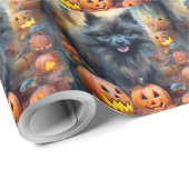 Halloween Keeshond met Pumpkins Scary Cadeaupapier (Rol Hoek)