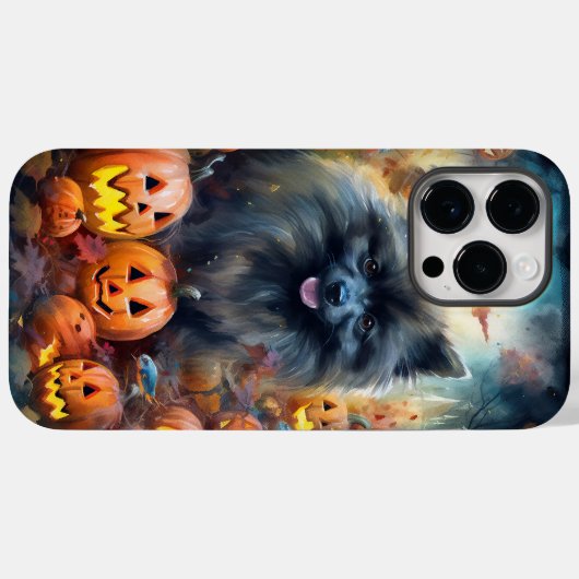 Halloween Keeshond met Pumpkins Scary Case-Mate iPhone Case (Achterkant (horizontaal))