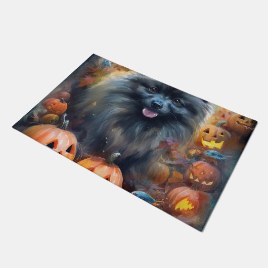 Halloween Keeshond met Pumpkins Scary Deurmat (Schuin)