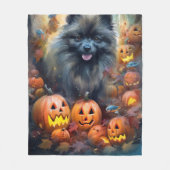 Halloween Keeshond met Pumpkins Scary Fleece Deken (Voorkant)