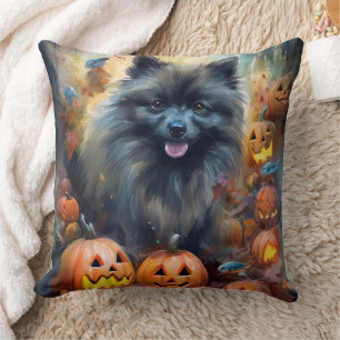 Halloween Keeshond met Pumpkins Scary Kussen