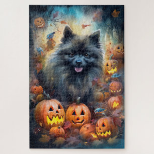 Halloween Keeshond met Pumpkins Scary Legpuzzel