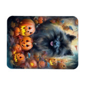 Halloween Keeshond met Pumpkins Scary Magneet (Horizontaal)