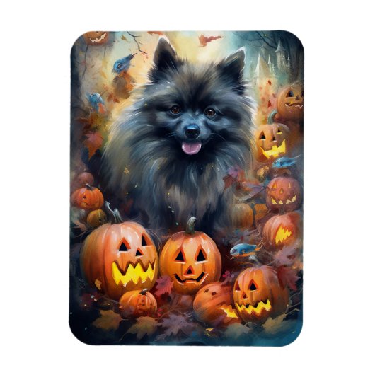 Halloween Keeshond met Pumpkins Scary Magneet (Verticaal)