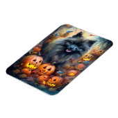 Halloween Keeshond met Pumpkins Scary Magneet (Linkerzijde)