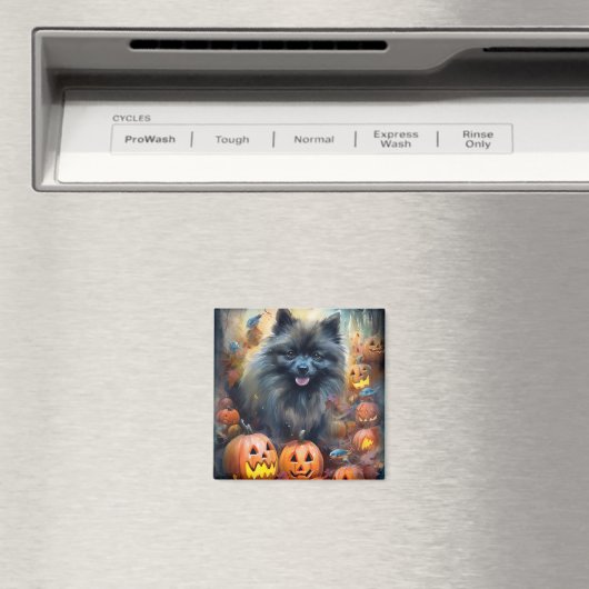 Halloween Keeshond met Pumpkins Scary Magneet (Insitu (Vaatwasser))