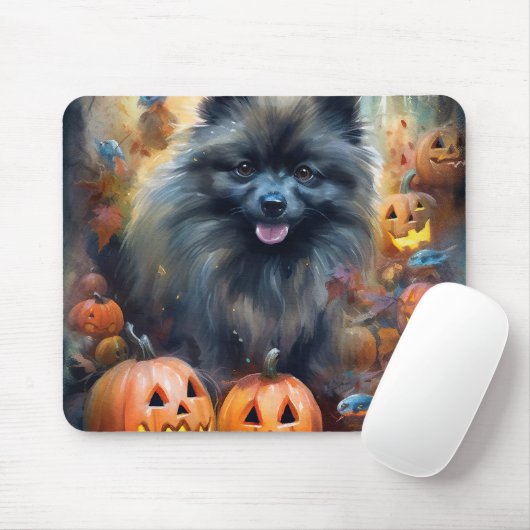 Halloween Keeshond met Pumpkins Scary Muismat (Met muis)