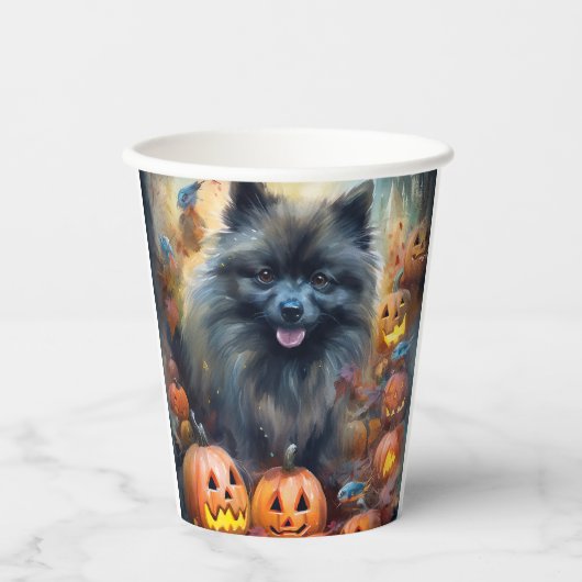 Halloween Keeshond met Pumpkins Scary Papieren Bekers (Voorkant)