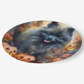 Halloween Keeshond met Pumpkins Scary Papieren Bordje (Gekanteld)