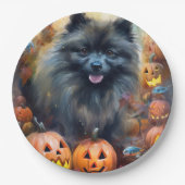 Halloween Keeshond met Pumpkins Scary Papieren Bordje (Voorkant)