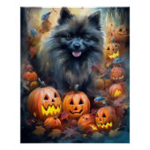 Halloween Keeshond met Pumpkins Scary Perfect Poster (Voorkant)