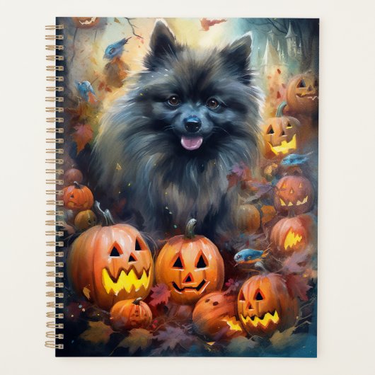 Halloween Keeshond met Pumpkins Scary Planner (Voorkant)