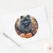 Halloween Keeshond met Pumpkins Scary Ronde Sticker (Envelop)