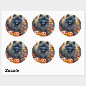 Halloween Keeshond met Pumpkins Scary Ronde Sticker (Vel)
