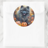 Halloween Keeshond met Pumpkins Scary Ronde Sticker (Tas)