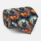 Halloween Keeshond met Pumpkins Scary Stropdas (Opgerold)