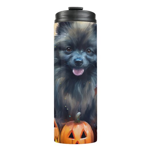 Halloween Keeshond met Pumpkins Scary Thermosbeker (Voorkant)