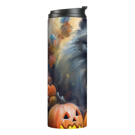 Halloween Keeshond met Pumpkins Scary Thermosbeker (Gedraaid links)