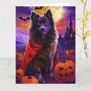 Halloween Keeshond Vampier Pompoenen Eng Kaart