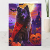 Halloween Keeshond Vampier Pompoenen Griezelen Kaart (Voorkant)