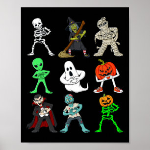 Halloween Keke Dancing Skelet En Monsters Jongens Poster