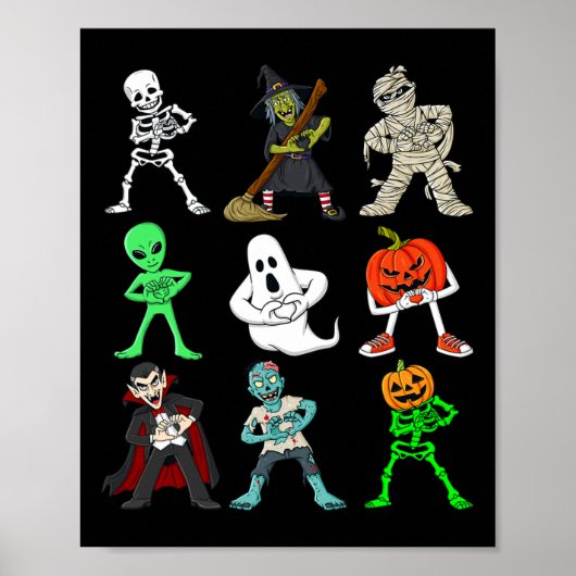 Halloween Keke Dancing Skelet En Monsters Jongens Poster (Voorkant)