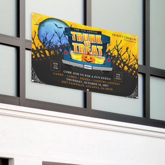 Halloween Kerk Trunk of Treat Event Spandoek (Buitenkant Gebouw)