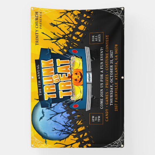 Halloween Kerk Trunk of Treat Event Spandoek (Verticaal)