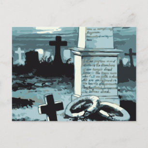 Halloween, kerkhof met graven Briefkaart
