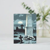  Halloween, kerkhof met graven Briefkaart (Staand voorkant)