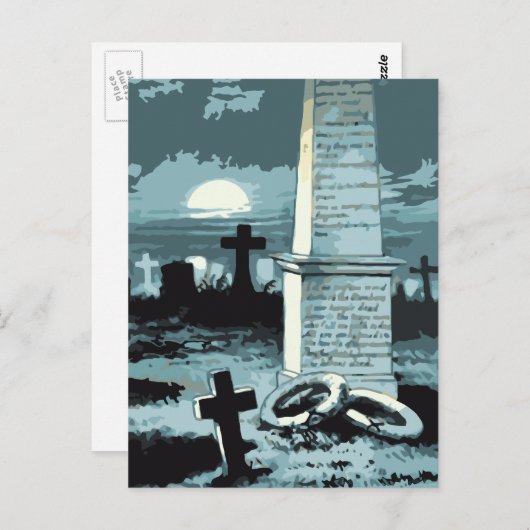 Halloween, kerkhof met graven Briefkaart (Voorkant / Achterkant)