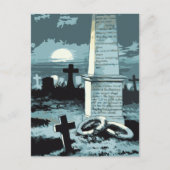  Halloween, kerkhof met graven Briefkaart (Voorkant)