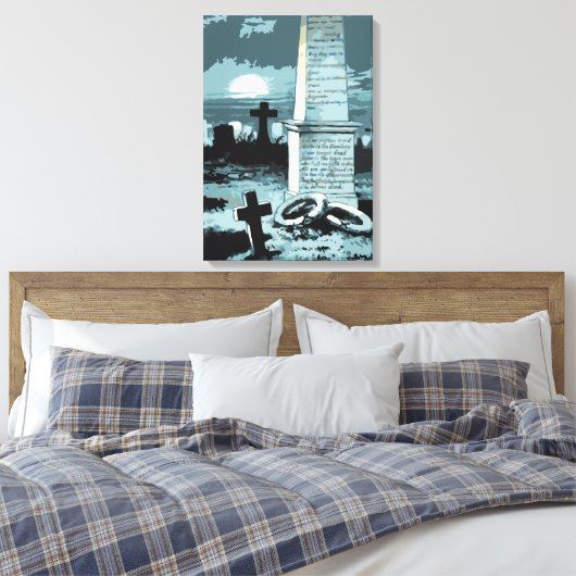  Halloween, kerkhof met graven Canvas Afdruk (Insitu (Slaapkamer))