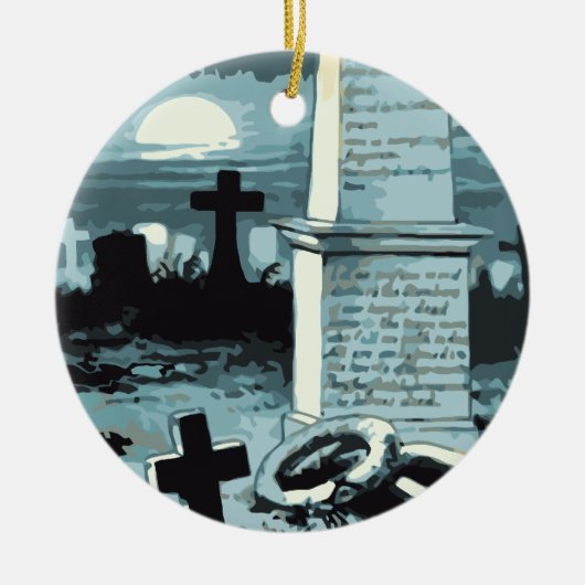 Halloween, kerkhof met graven Keramisch Ornament (Voorkant)