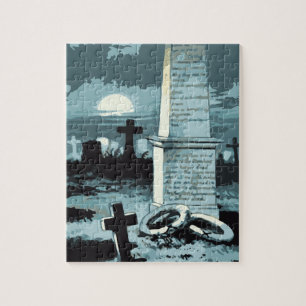  Halloween, kerkhof met graven Legpuzzel