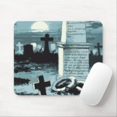 Halloween, kerkhof met graven Muismat (Met muis)