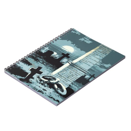 Halloween, kerkhof met graven Notitieboek (Linkerzijde)