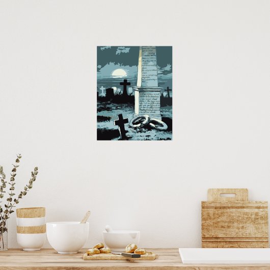  Halloween, kerkhof met graven Poster (Keuken)