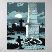  Halloween, kerkhof met graven Poster (Voorkant)