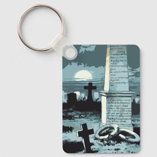  Halloween, kerkhof met graven Sleutelhanger (Voorkant)